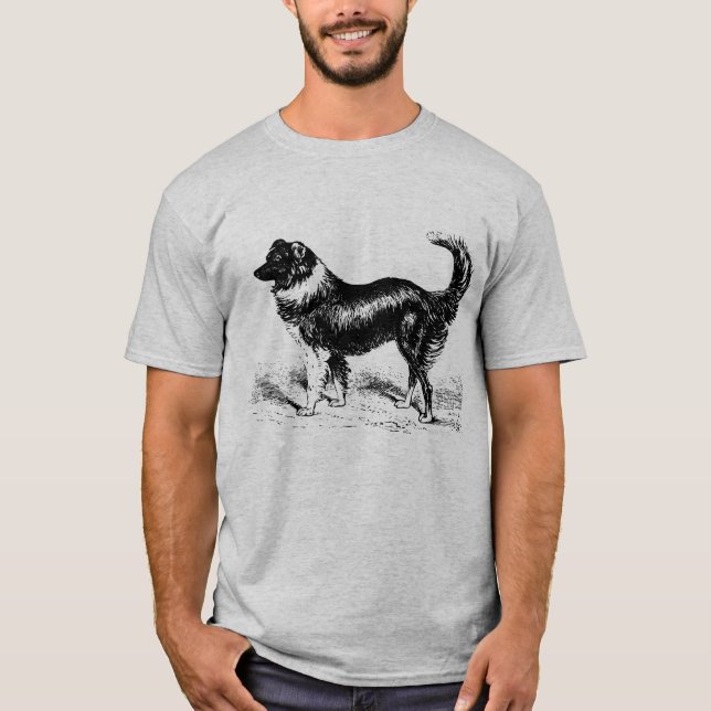 Camiseta Perro Collie de la frontera masculina (Anverso)