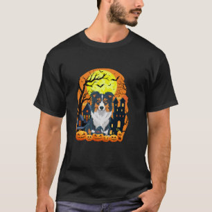 Camiseta Perro collie fronterizo con calabazas Funny Scarny