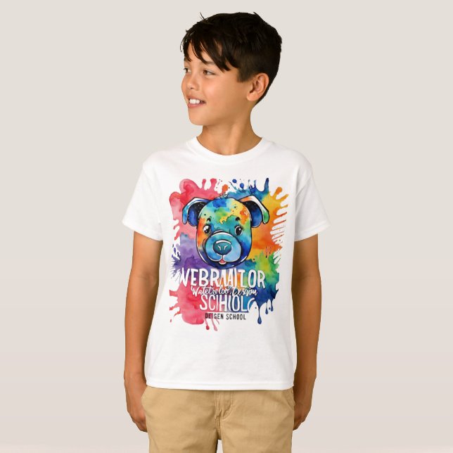 Camiseta Perro colorido con acuarela divertida (Anverso completo)