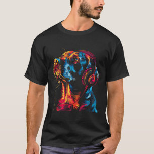 Camiseta Perro Colorido con Auriculares Animal Temático de