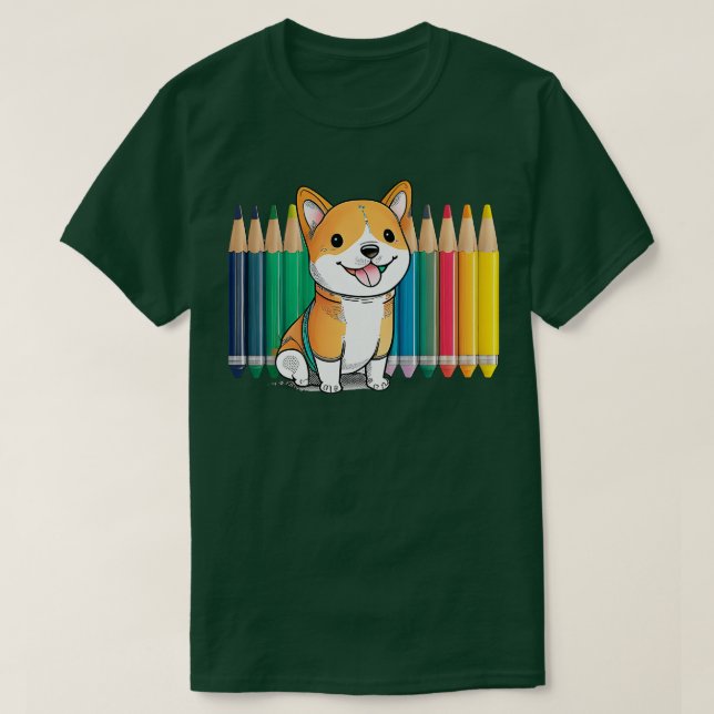 Camiseta Perro colorido de Crayon Perro lindo amante (Diseño del anverso)