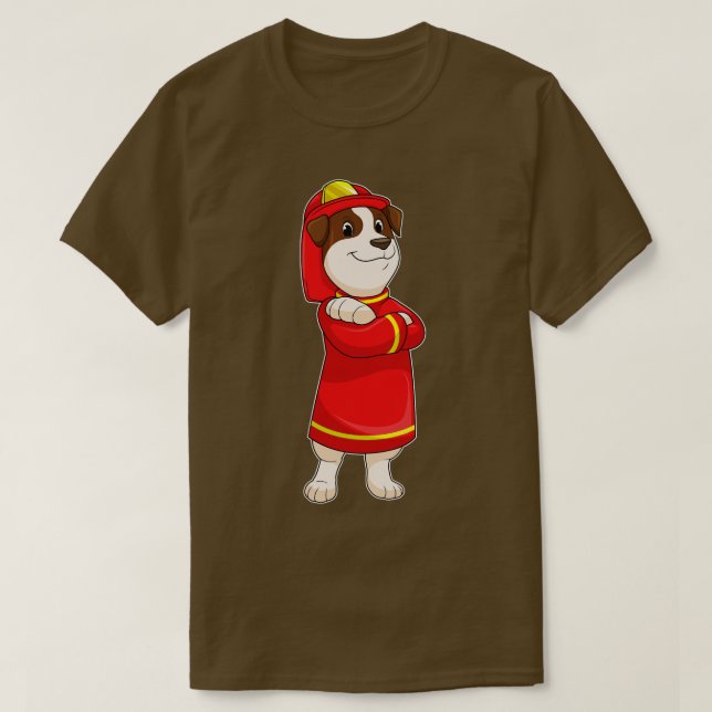 Camiseta Perro como bombero con casco (Diseño del anverso)