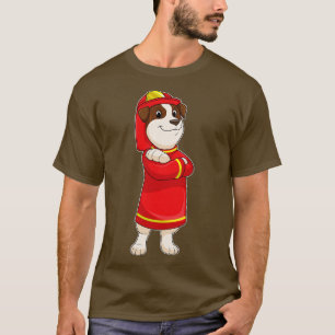 Camiseta Perro como bombero con casco