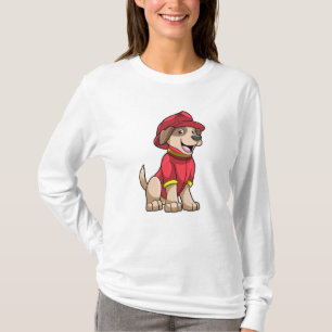 Camiseta Perro como bombero con casco de bomberos