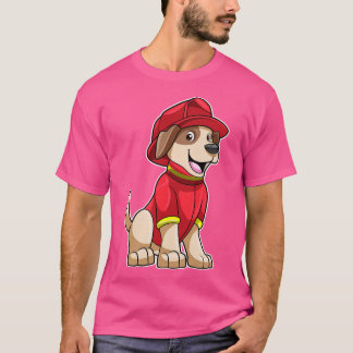 Camiseta Perro como bombero con casco de bomberos