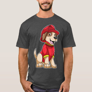 Camiseta Perro como bombero con casco de bomberos