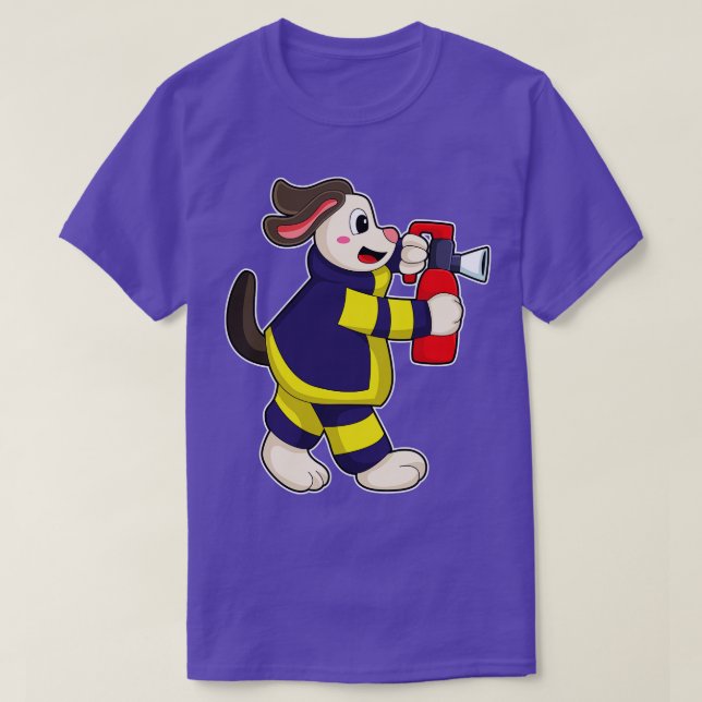 Camiseta Perro como bombero con extintor de incendios (Diseño del anverso)