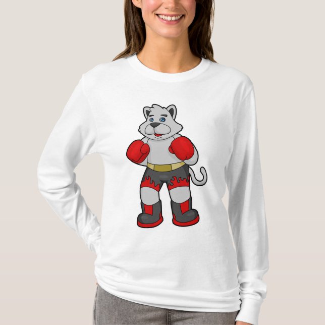 Camiseta Perro como boxeador con guantes de boxeo (Anverso)