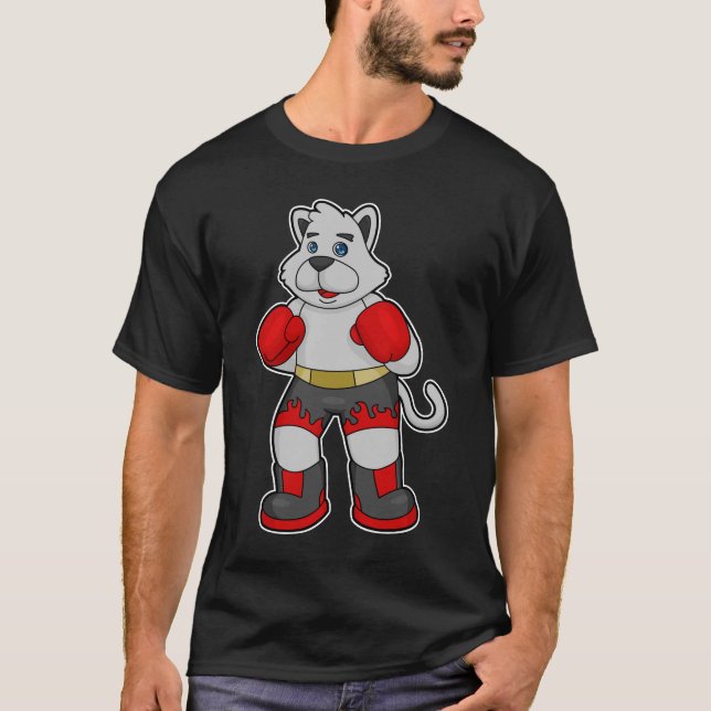 Camiseta Perro como boxeador con guantes de boxeo (Anverso)