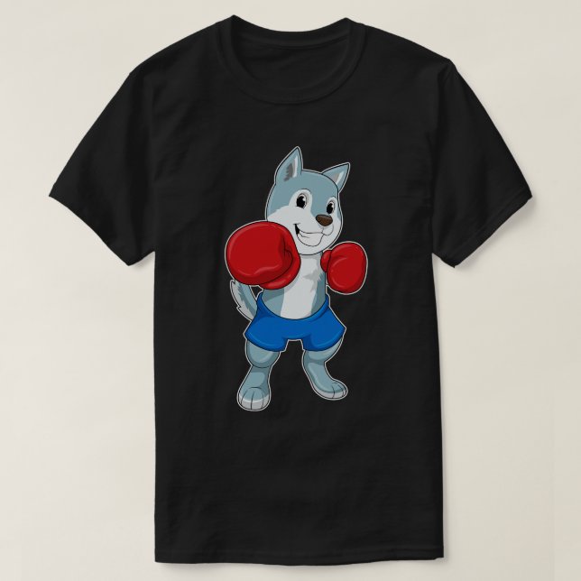 Camiseta Perro como boxeador con guantes de boxeo (Diseño del anverso)