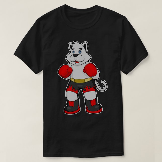 Camiseta Perro como boxeador con guantes de boxeo 1 (Diseño del anverso)