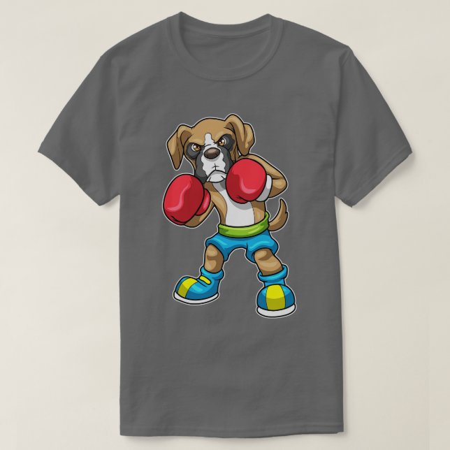 Camiseta Perro como boxeador con guantes de boxeo 1 (Diseño del anverso)