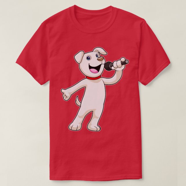 Camiseta Perro como cantante con micrófono (Diseño del anverso)
