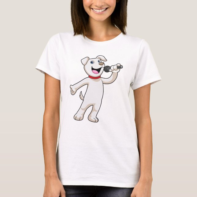 Camiseta Perro como cantante con micrófono (Anverso)