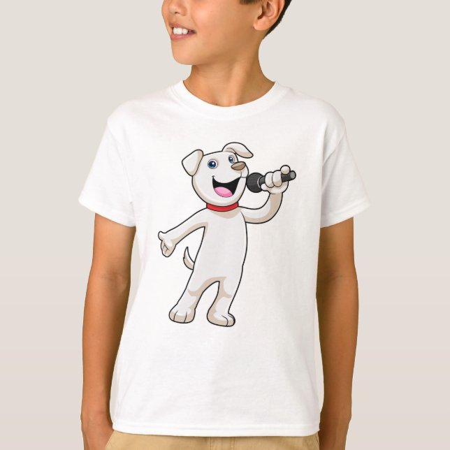 Camiseta Perro como cantante con micrófono (Anverso)
