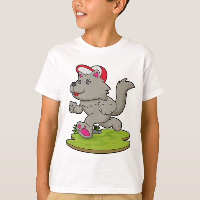 Camiseta Perro como corredora con gorra (Anverso)