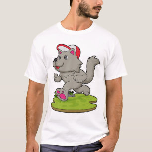 Camiseta Perro como corredora con gorra