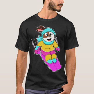 Camiseta Perro como esquiador con escarfe de esquí