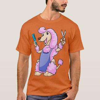 Camiseta Perro como estilista de pelo con tijeras y peine