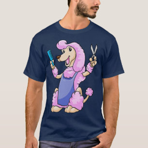 Camiseta Perro como estilista de pelo con tijeras y peine