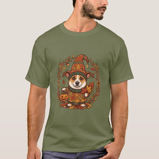 Camiseta perro como gnomo de otoño (Anverso)