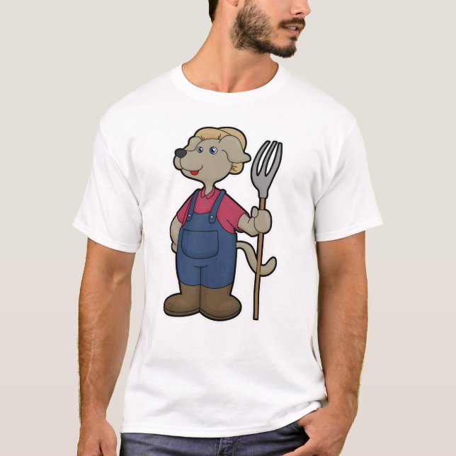 Camiseta Perro como granjero con pastel y Gorra (Anverso)