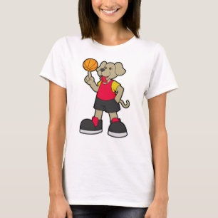 Camiseta Perro como jugador de baloncesto con baloncesto