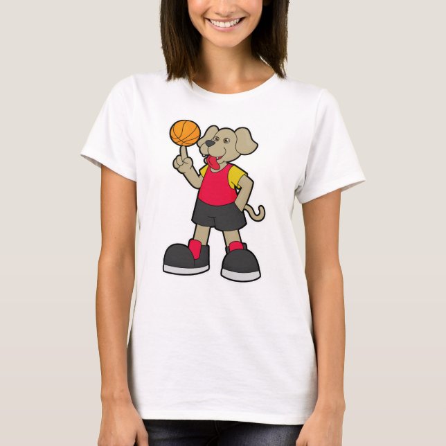 Camiseta Perro como jugador de baloncesto con baloncesto (Anverso)