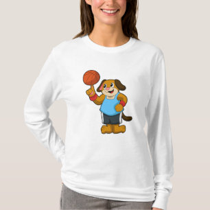 Camiseta Perro como jugador de baloncesto con baloncesto