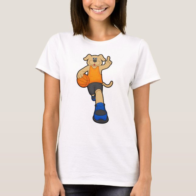 Camiseta Perro como jugador de baloncesto con baloncesto (Anverso)