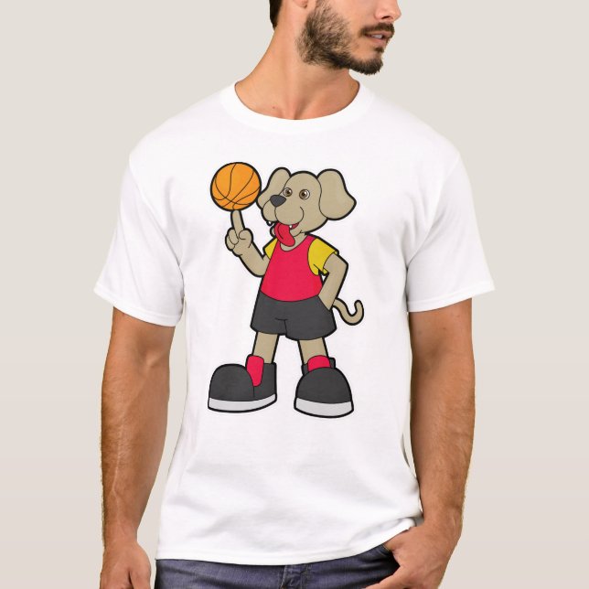 Camiseta Perro como jugador de baloncesto con baloncesto (Anverso)