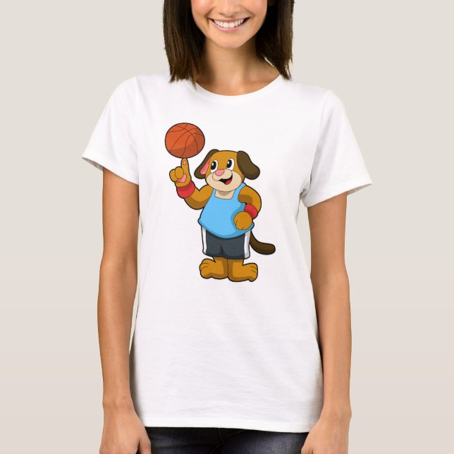Camiseta Perro como jugador de baloncesto con baloncesto (Anverso)