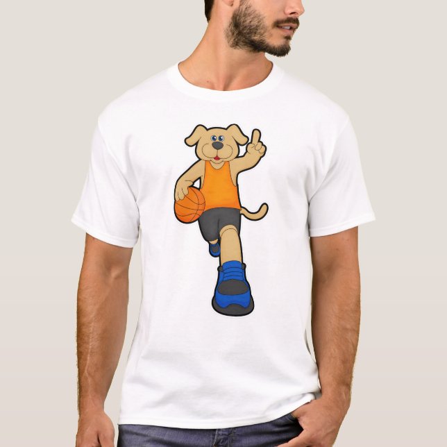 Camiseta Perro como jugador de baloncesto con baloncesto (Anverso)