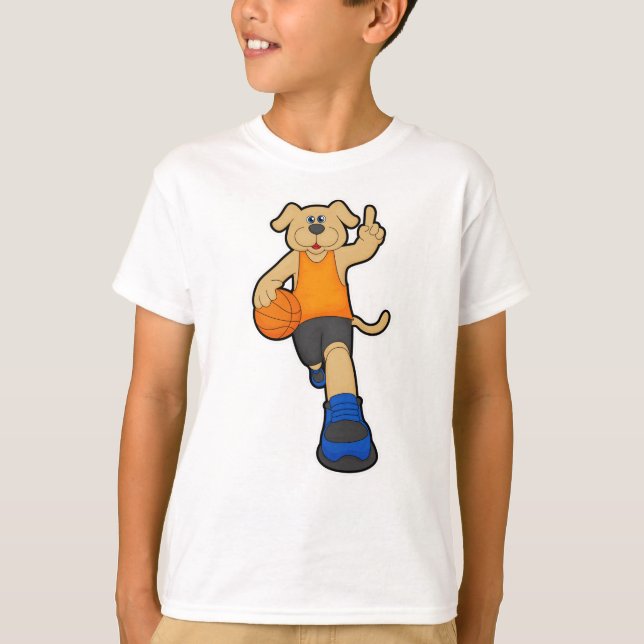 Camiseta Perro como jugador de baloncesto con baloncesto (Anverso)
