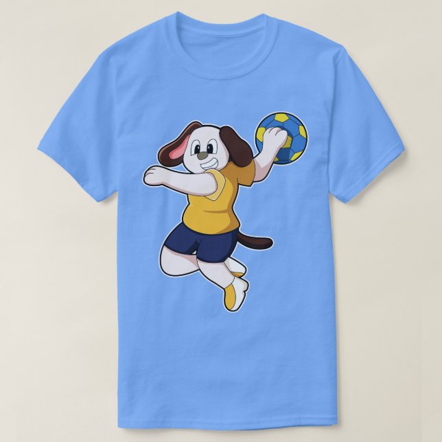 Camiseta Perro como jugador de balonmano con balonmano (Diseño del anverso)