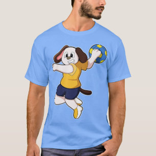 Camiseta Perro como jugador de balonmano con balonmano