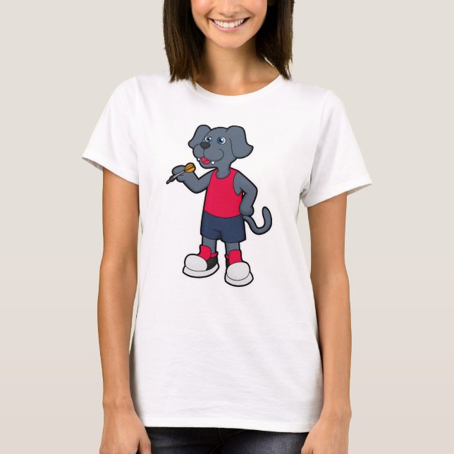 Camiseta Perro como jugador de Dart con dardos (Anverso)