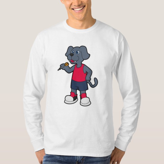 Camiseta Perro como jugador de Dart con dardos (Anverso)