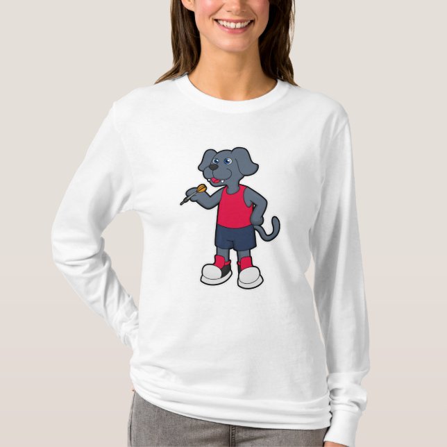 Camiseta Perro como jugador de Dart con dardos (Anverso)