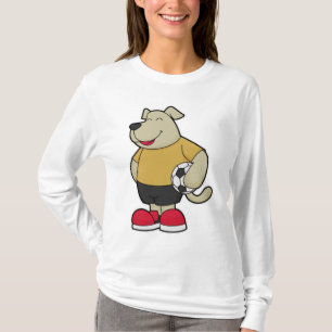 Camiseta Perro como jugador de fútbol con balón de fútbol