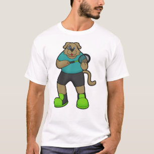 Camiseta Perro como jugador de tenis con raqueta de tenis