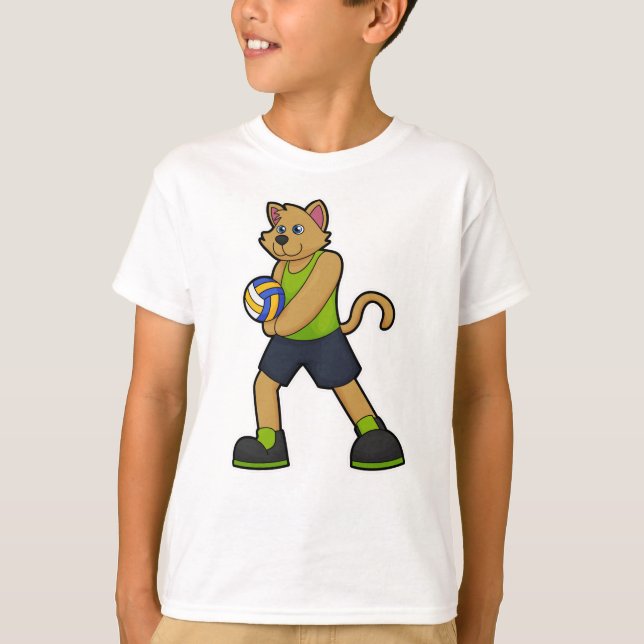 Camiseta Perro como jugador de voleibol con voleibol (Anverso)