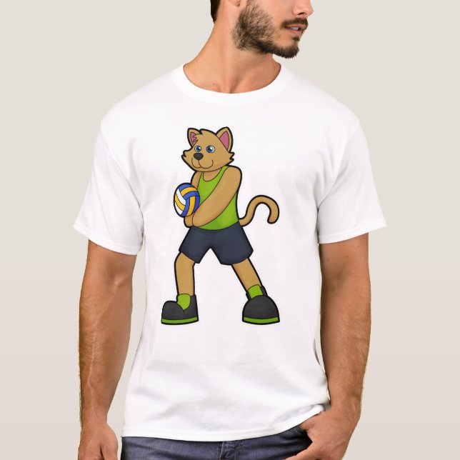 Camiseta Perro como jugador de voleibol con voleibol (Anverso)