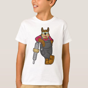 Camiseta Perro como mecánico con bujía