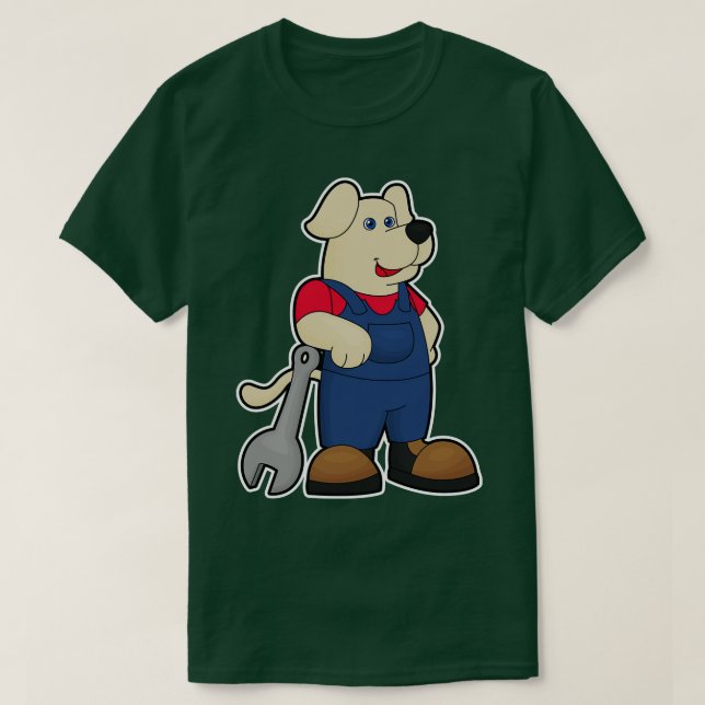 Camiseta Perro como mecánico con llave (Diseño del anverso)