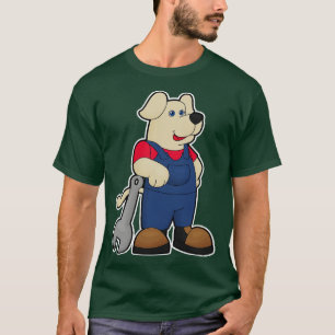 Camiseta Perro como mecánico con llave