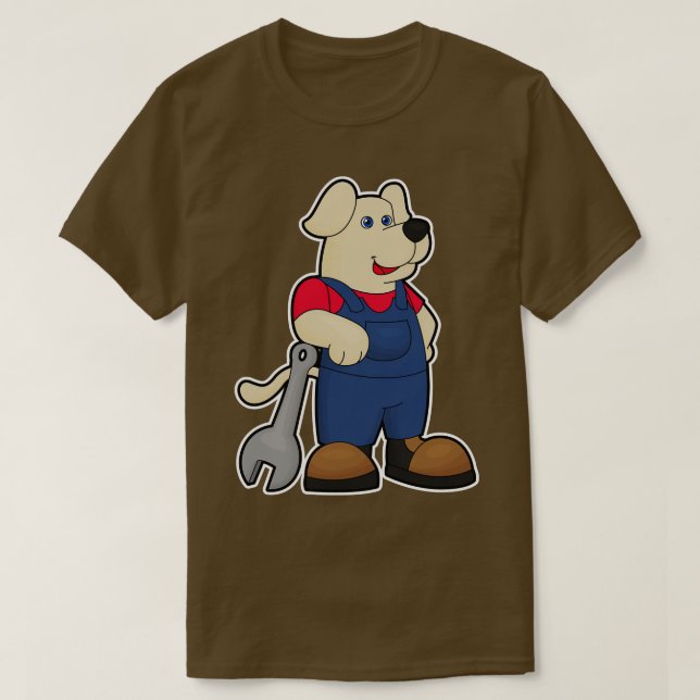 Camiseta Perro como mecánico con llave (Diseño del anverso)