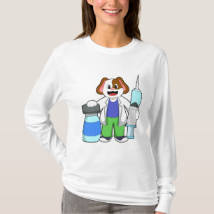 Camiseta Perro como Médica con jeringas