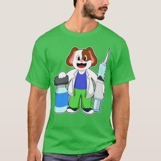 Camiseta Perro como Médica con jeringas