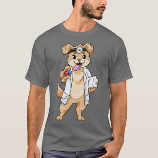 Camiseta Perro como médica con pastillas y mulato